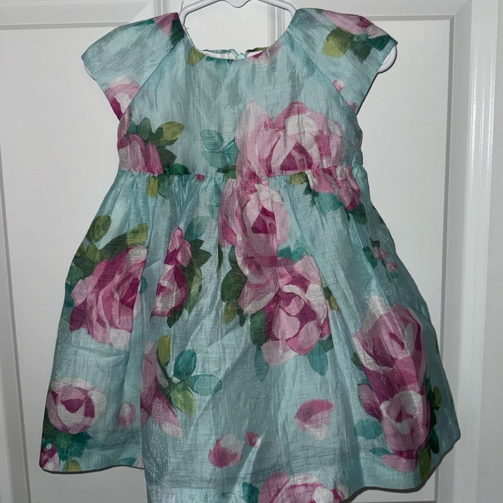 Floral Kids Dress in Blue and Pink